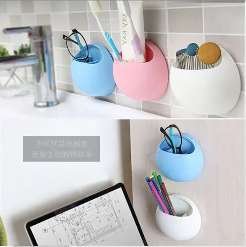 

Bathroom Toothbrush Holder Wall Mount Suction Cup Toothpaste Storage Rack