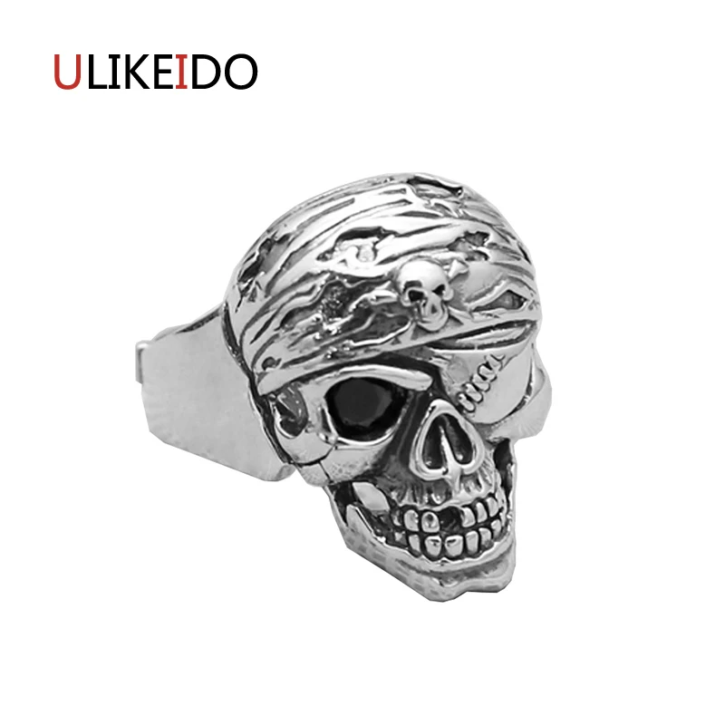 

Pure 925 Sterling Silver Jewelry Skull Rings Fashion Skeleton Punk Pirates of the Caribbean Mens Signet Ring Special Gift 286