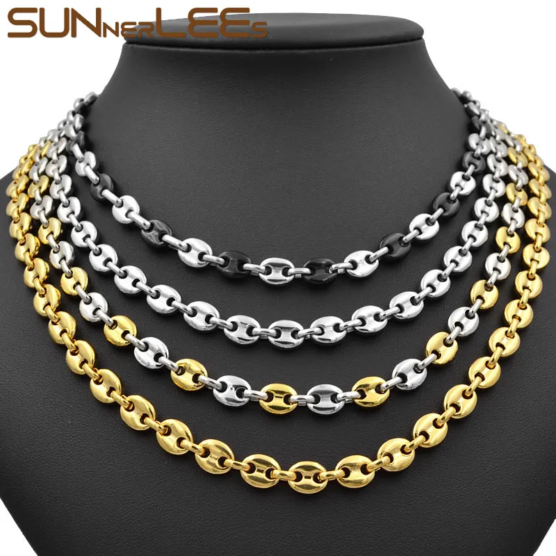 Ожерелье SUNNERLEES из нержавеющей стали 316L 5 ~ 11 мм цепочка для кофейных зерен