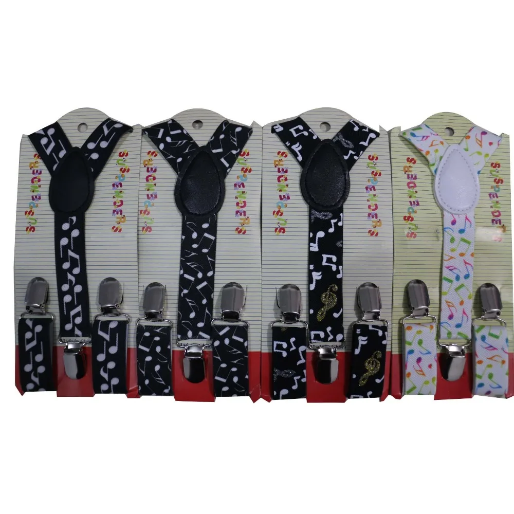 

Free Shipping 2017 New Cute Kids Child Toddler Black White Music Note Suspenders For Boys Girls