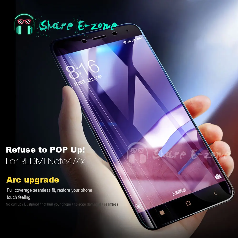 

Shareezone Full Cover Tempered Glass For Xiaomi Redmi Note 4 4X for Redmi Note 4 Global Screen Protector Anti Blue Light Flim