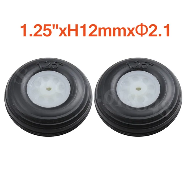 Cheap 2pcs 1.25"/ 32mm Small Tail Wheel Rubber PU Nylon Hub Thickness:12mm Axle hole: 2.1mm For RC Airplane Plane Replacement Parts