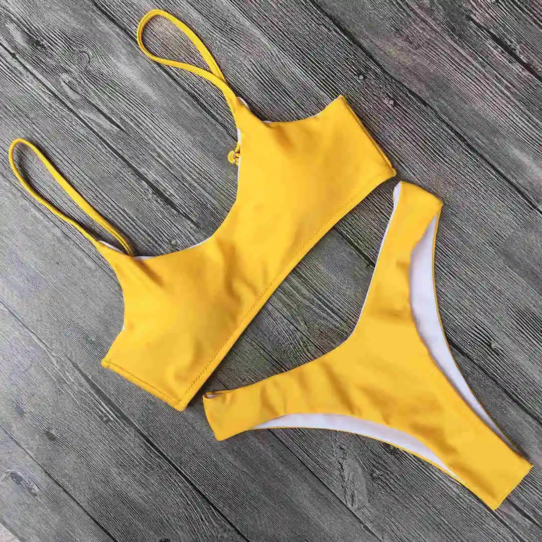 Buy 4 Colors Sexy high cut leg bra bikini 2018 two