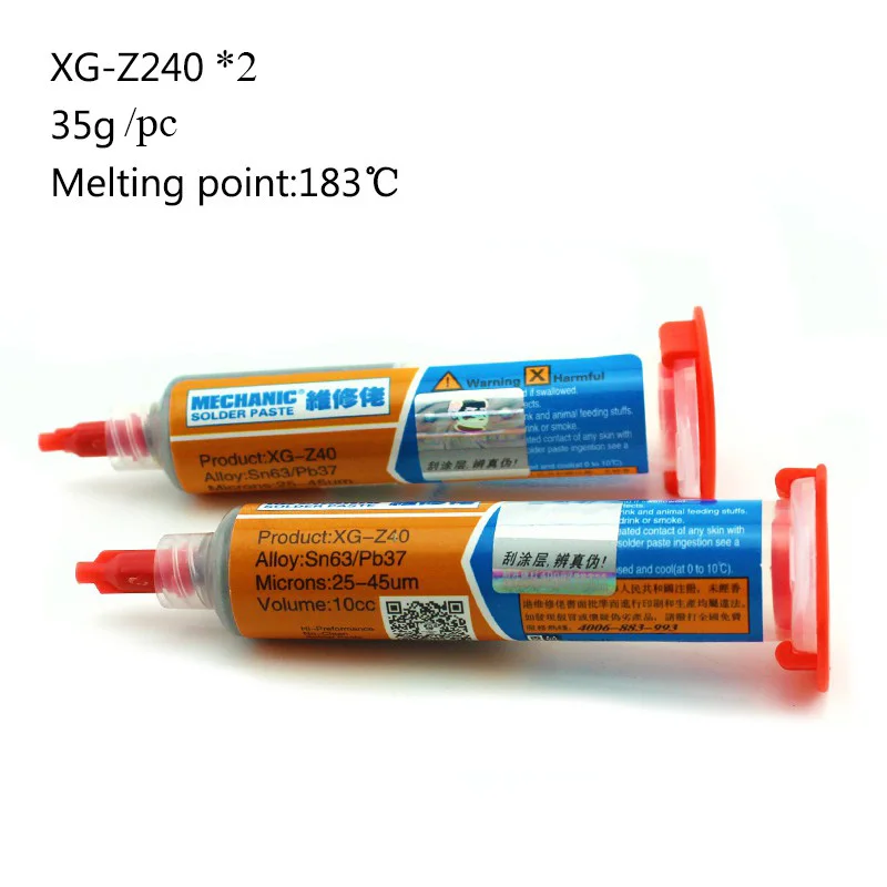2pc Liquid Flux Solder Paste 35g*2 XG Z240 Leaded Stencil Low Temperature Melting Point 183