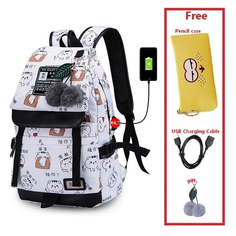 Модная школьная сумка для девочек, рюкзак с USB зарядкой, meisjes schooltas, детская школьная сумка для девочек, рюкзаки для девочек, mochila de menina - Цвет: Set 2