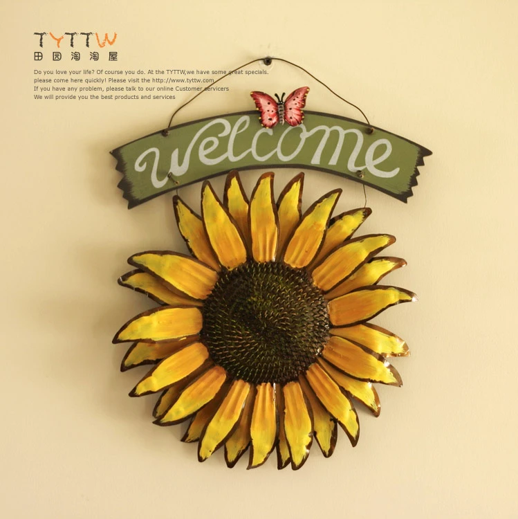 フランスの頑丈な田舎に行う古いアメリカ鉄カフェひまわり壁画服ホーム壁の装飾 Countryside Aliexpress
