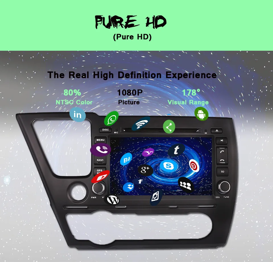 2 Din для Android 9,0 автомобильная DVD система автомобильного радио для Honda Civic салон 2013 с диском Gps Рулевое колесо управление 4G AUX
