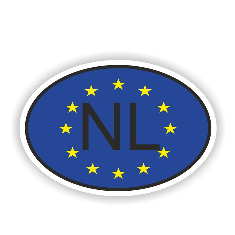 

14.4CM*9.6CM Personality NL NETHERLANDS Code Car Sticker Helmet Reflective PVC Decal 6-2036