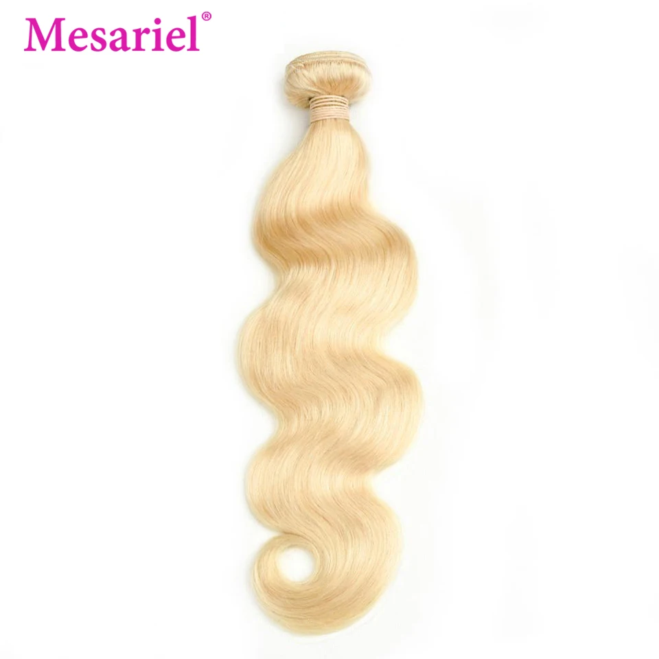 Mesariel Peruvian 613 Body Wave Hair Bundles With Closure Remy Honey Blonde 613 Human Hair Bundles With Lace Frontal Closure
