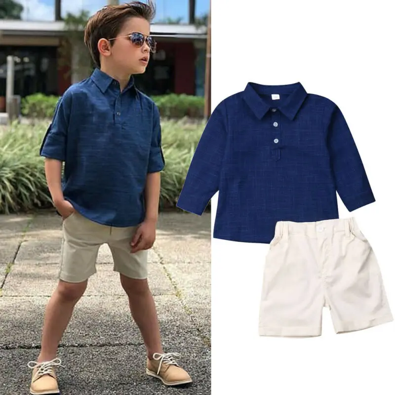 

2019 Autumn Toddler Baby Boys Clothes Suit Baby Kids T-shirt Tops +Shorts Pants Outfit Clothes Set 2pcs