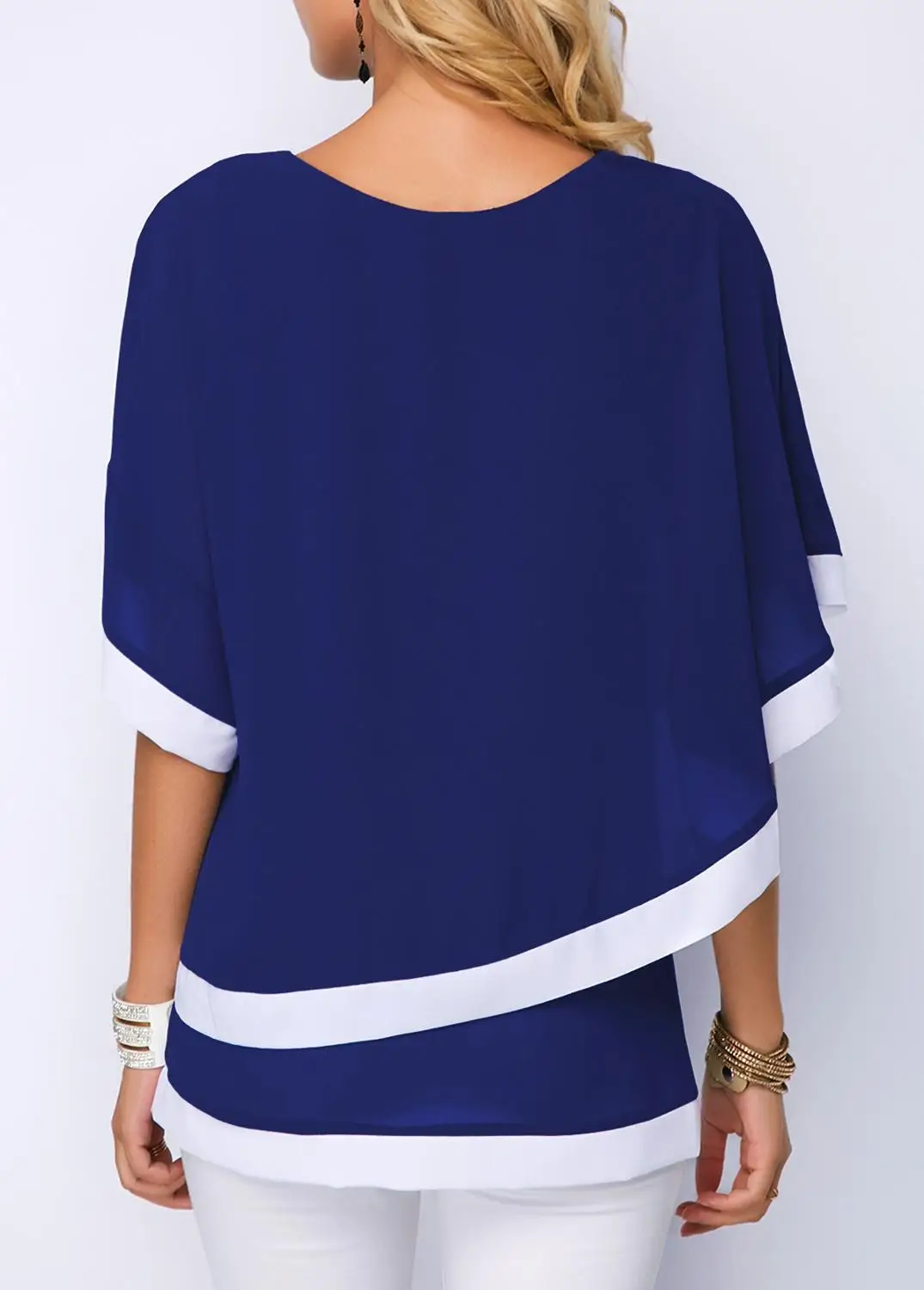 Женские шифоновые рубашки с рукавом летучая мышь летние Асимметричные новинка