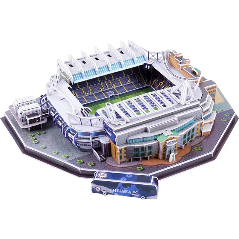 3D паззл с архитектурой головоломка Европейский футбольный клуб DIY Модель бумажное строительство футбольный стадион игрушки собрать подарки коробка набор - Цвет: 100 Stamford Bridge