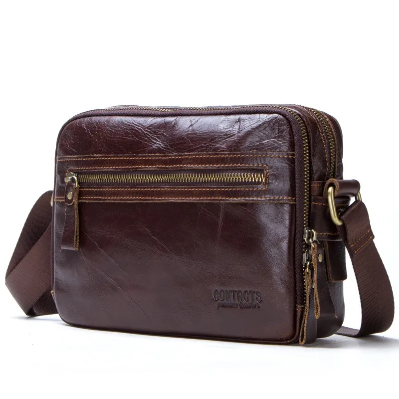 

Yaphlee luxury Fashion genuine leather men's one-shoulder bag receives cowhide oblique Bag with head cover