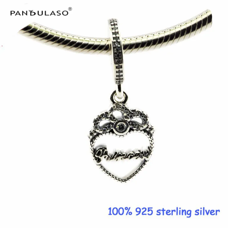 

2016 Autumn Princess Crown Heart, Clear CZ Beads 925 Sterling-Silver-Jewelry Fit Silver Charm Bracelet Woman DIY Jewelry