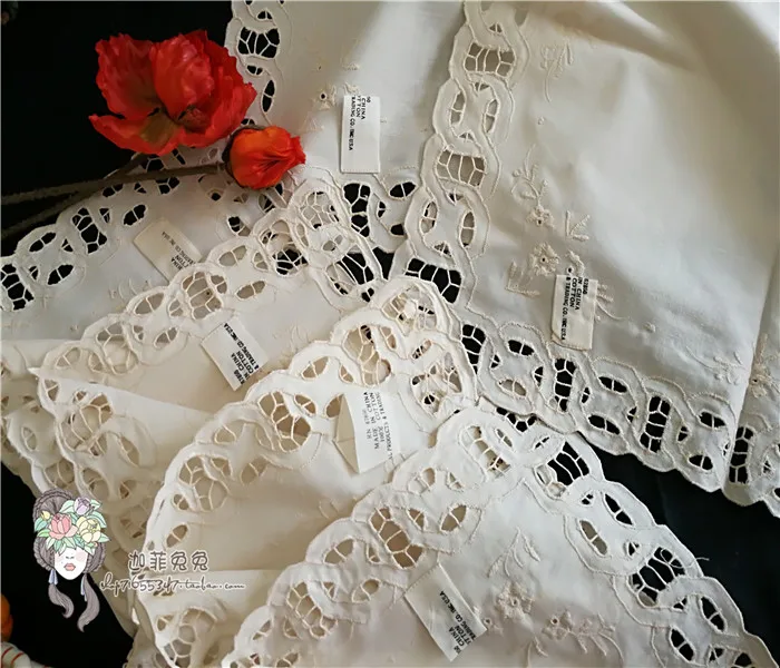 VGOLSUN Ivory 6PCS/Lot 100%Cotton Handmade Embroidered Table Napkin Dobby Guardanapo De Tecido Wedding Home Party Decoration