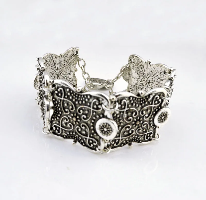 Bohemian Party Hippy Boho Pop Dangle Silver Coin Chunky Carved