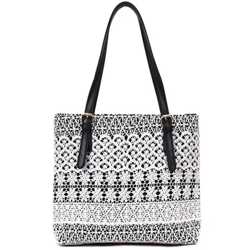 

Fashion Leather Handbag Bohemian Ladies Lace Open Shoulder Bag Casual Flower Handbag