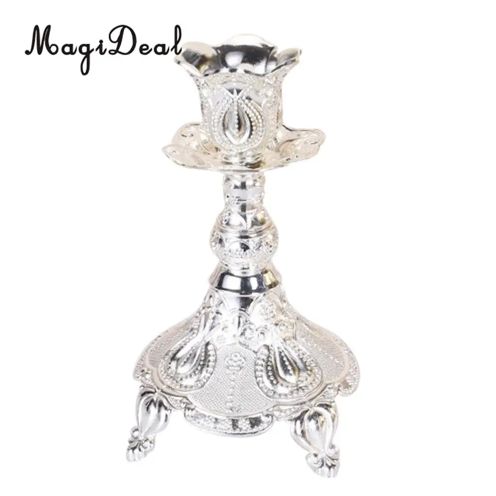 Vintage Alloy Metal Pillar Stick Candle Holder Candelabra Wedding Decoration for Holidays Festive Valentine Romatic Decor