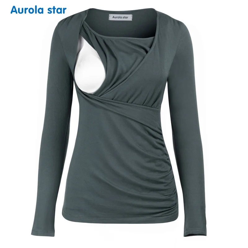 AS1784 MATERNITY BLOUSE LONG SLEEVE grey 002