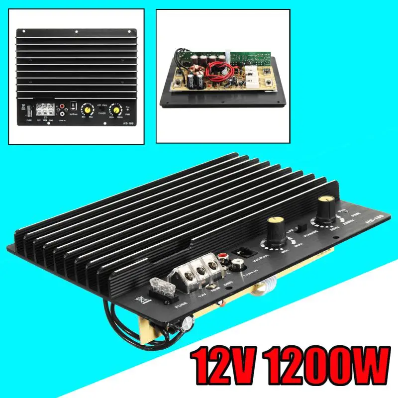 12V 1200W 100A усилитель доска Моно автомобильный аудио усилитель мощности для 8/10 дюймового динамика