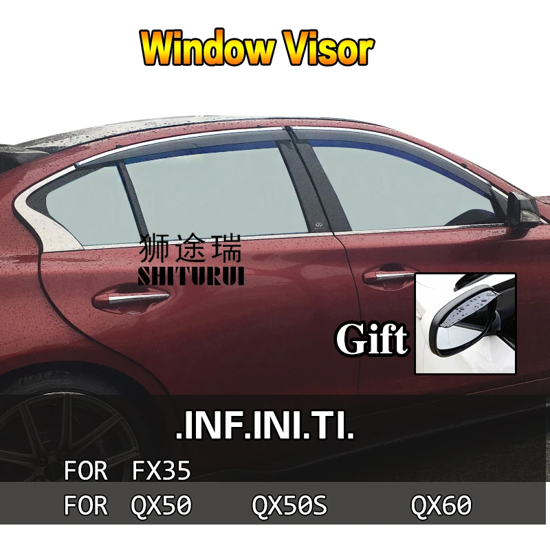 SHITURUI Окно Visor Vent солнце дождь дефлектор гвардии для Infiniti FX35 QX50 Q50L QX50S QX60 эсквайр JUKE нержавеющая сталь