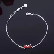 Натуральный красный камень гранат браслет натуральный драгоценный браслет 925 серебряный браслет модные простые лук-узел Девушка Party Подарочный бижутерия