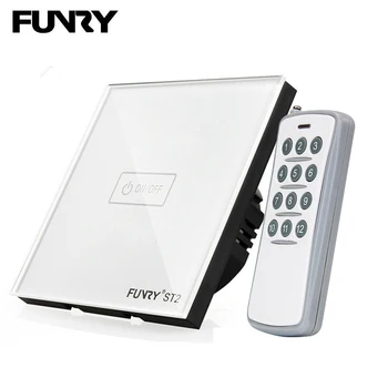 

FUNRY Touch Switch 1 Gang 1 Way Wireless Remote Control Light Bulb Switch With LED Indicator RF 433mhz 12 key Remote Controller