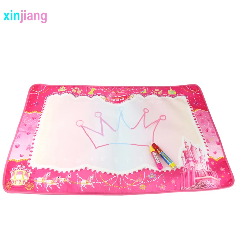 

74*49cm Pink Princess Water Doodle Mat Drawing Board Coloring Books & 1 Pens Painting Board Educational Toys For Girls Kids }