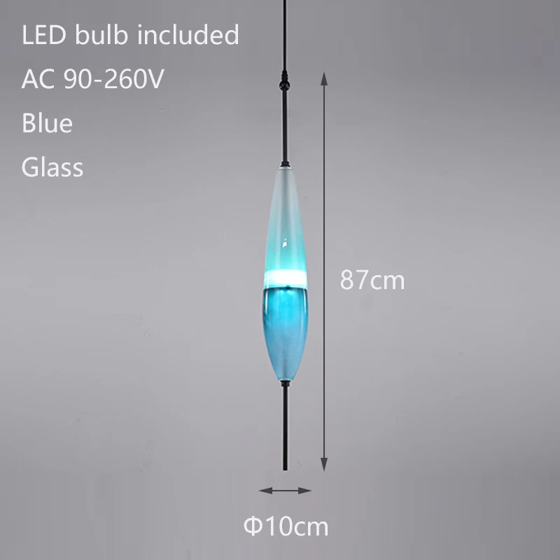 Современный скандинавский каплевидный синий стеклянный подвесной светильник светодиодный креативный арт-деко подвесной светильник с 2 цветами для гостиной спальни кафе - Цвет корпуса: YY-PDK226BlueC