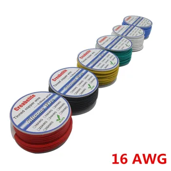 

10m 16 AWG Flexible Silicone Wire RC Cable OD 3.0mm Line 6 Colors to Select With Spool Tinned Copper Wire Electrical Wire