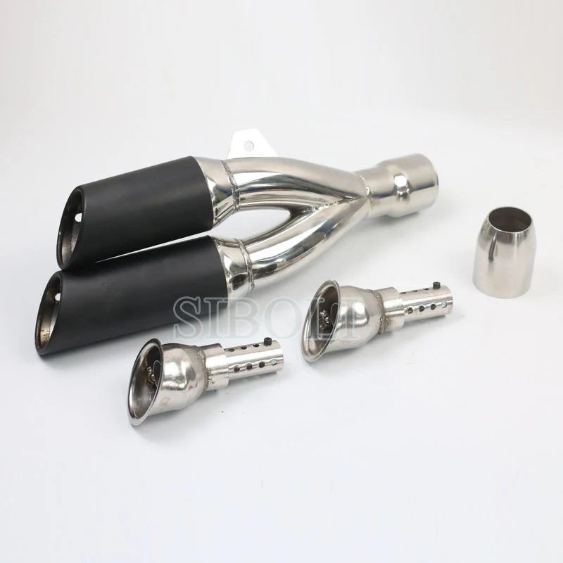 Silenciador de Escape de silenciador de acero inoxidable de Escape de motocicleta de doble agujero para s1000xr yamaha fz8 honda cb650f