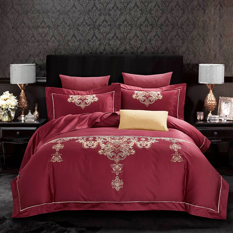 Egyptian Cotton Bedding Set Embroidery Duvet Cover Sets Royal Bed Linen