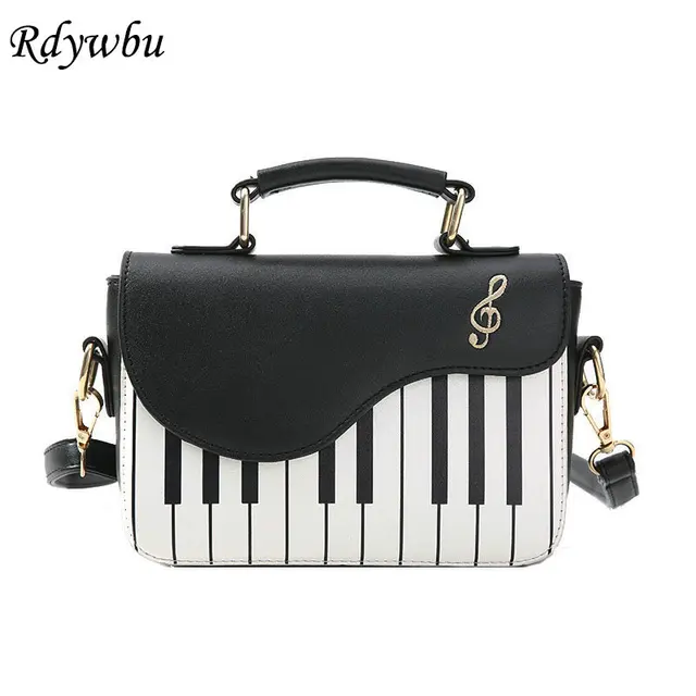 Rdywbu Piano Pattern Pu Leather Shoulder Bag Women Fashion Flap Rdywbu Piano Pattern Pu Leather Shoulder Bag Women Fashion Flap Handbag Music Embroidery Crossbody Messenger