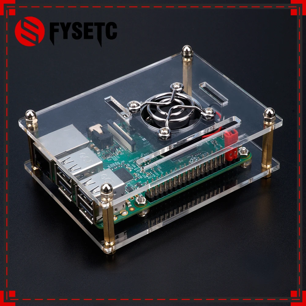 Raspberry Pi 3 Model B + прозрачный акриловый корпус 1 слойный охлаждающий вентилятор