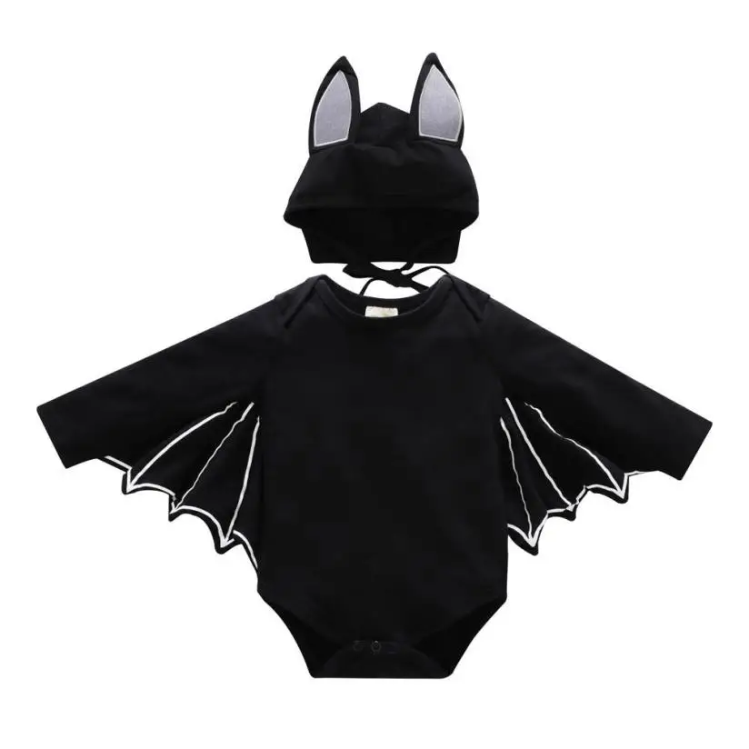 Baby's Romper Toddler Newborn Baby Boys Girls Halloween Cosplay Costume Romper+Hat 2 pieces Outfits Batwing Sleeve Baby Clothing