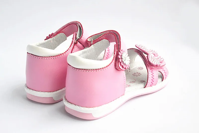 Горячая Распродажа, 1 пара сандалий из натуральной кожи с цветами, ортопедическая обувь для девочек, детские сандалии для девочек наивысшего качества