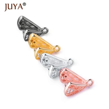 

JUYA Jewelry Findings DIY Parts Accessories Crystal Agate Pendant Clasp Connectors Copper Pinch Clip Bail Link Pendants Clasps