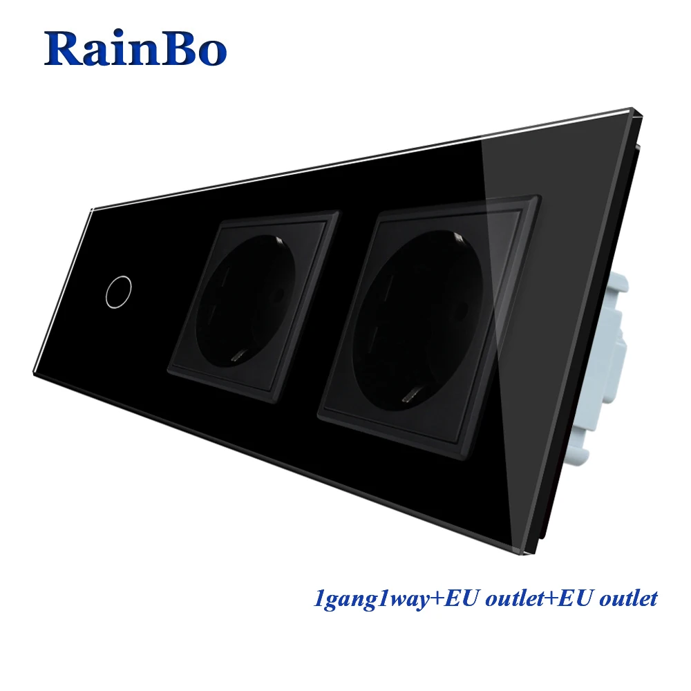 RainBo Кристалл-стеклянная панель-электронный-настенная розетка-ЕС сенсорный выключатель управления-экран настенный светильник-переключатель 1ганг-1way A39118E8ECW/B