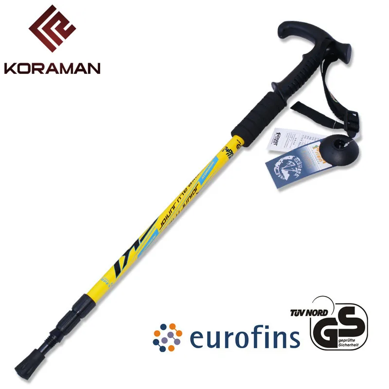 Goedkoop NIEUWE Outdoor super licht sticks telescopische opvouwbare aluminium afdrukken klim mountain wandelstok T handvat crutch 65 135 cm