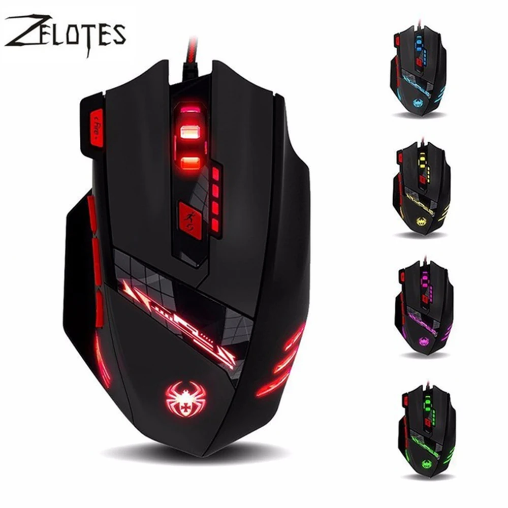 2017 Новинка ZELOTES T90 T 90 9200 dpi 8 кнопочная компьютерная мышь оптическая Проводная USB