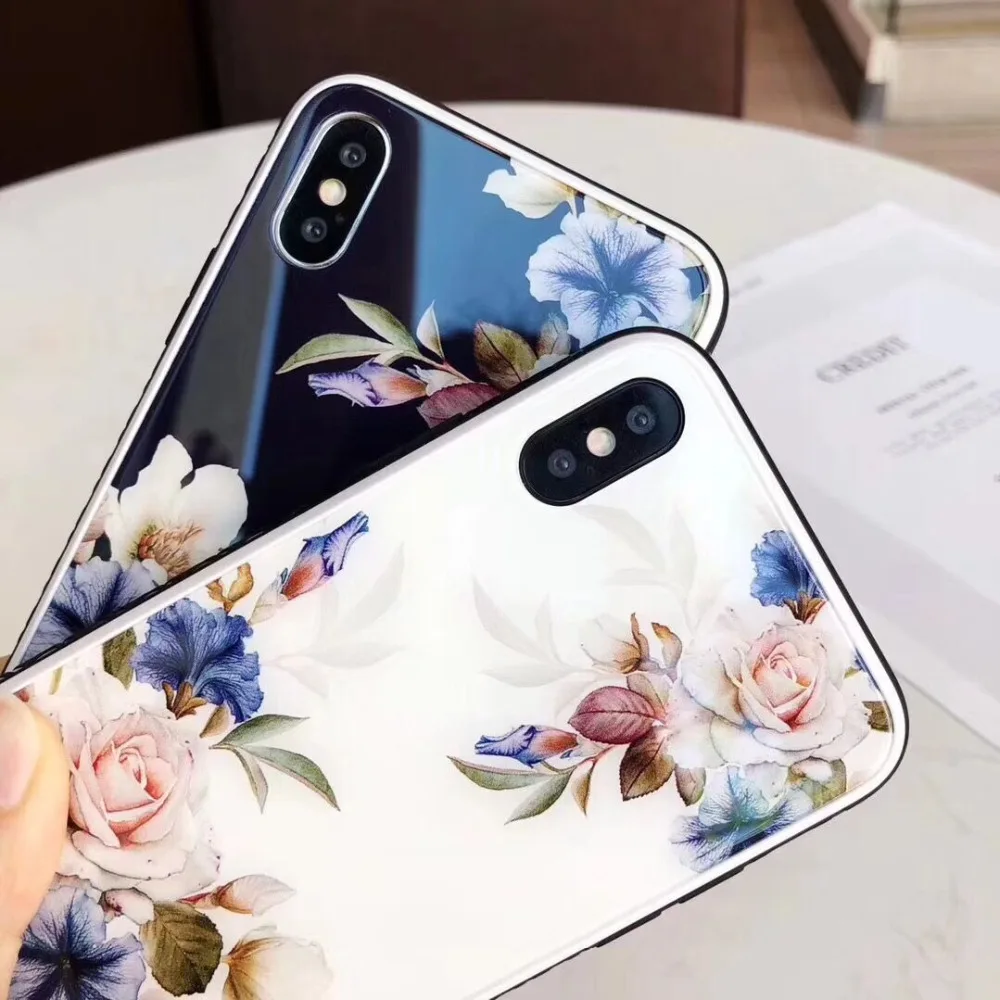 Casonpai роскошный цветочный стеклянный Жесткий Чехол для iPhone XS Max XR чехол для телефона с цветочным рисунком для iPhone X 7 8 6 6S Plus чехол s Coque