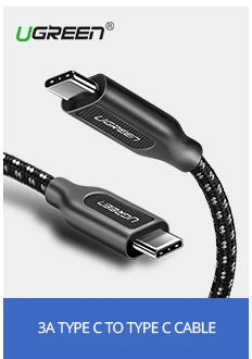 Ugreen нейлоновый USB C кабель 3A Быстрая зарядка цинковый сплав usb type C кабель для samsung S9 S8 Plus huawei mate 20 Pro usb type-C кабель