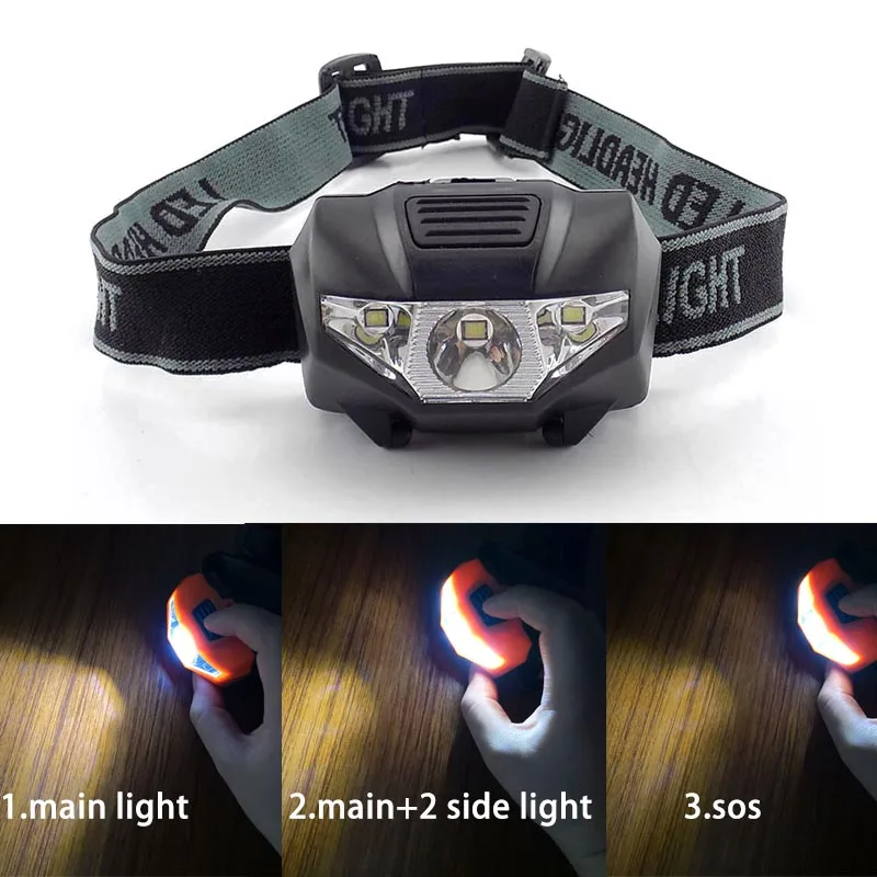 

Mini LED headlamp Headlight Head Light Torch Lamp Fishing Small Bright 5W High Power 3 LED Lantern Lampe for Camping AAA Battery
