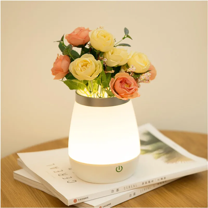 

HZFCEW Touch Vase Dimmable Luminous Night Light Rose Potted Flower Fire Light with Touch Sensor for Babyroom Kids