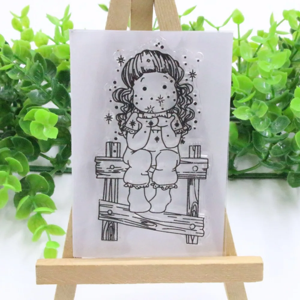

Girl Silicone Clear Stamps and metal cutting dies for Scrapbooking Tampons Transparents Background Card Making Diy