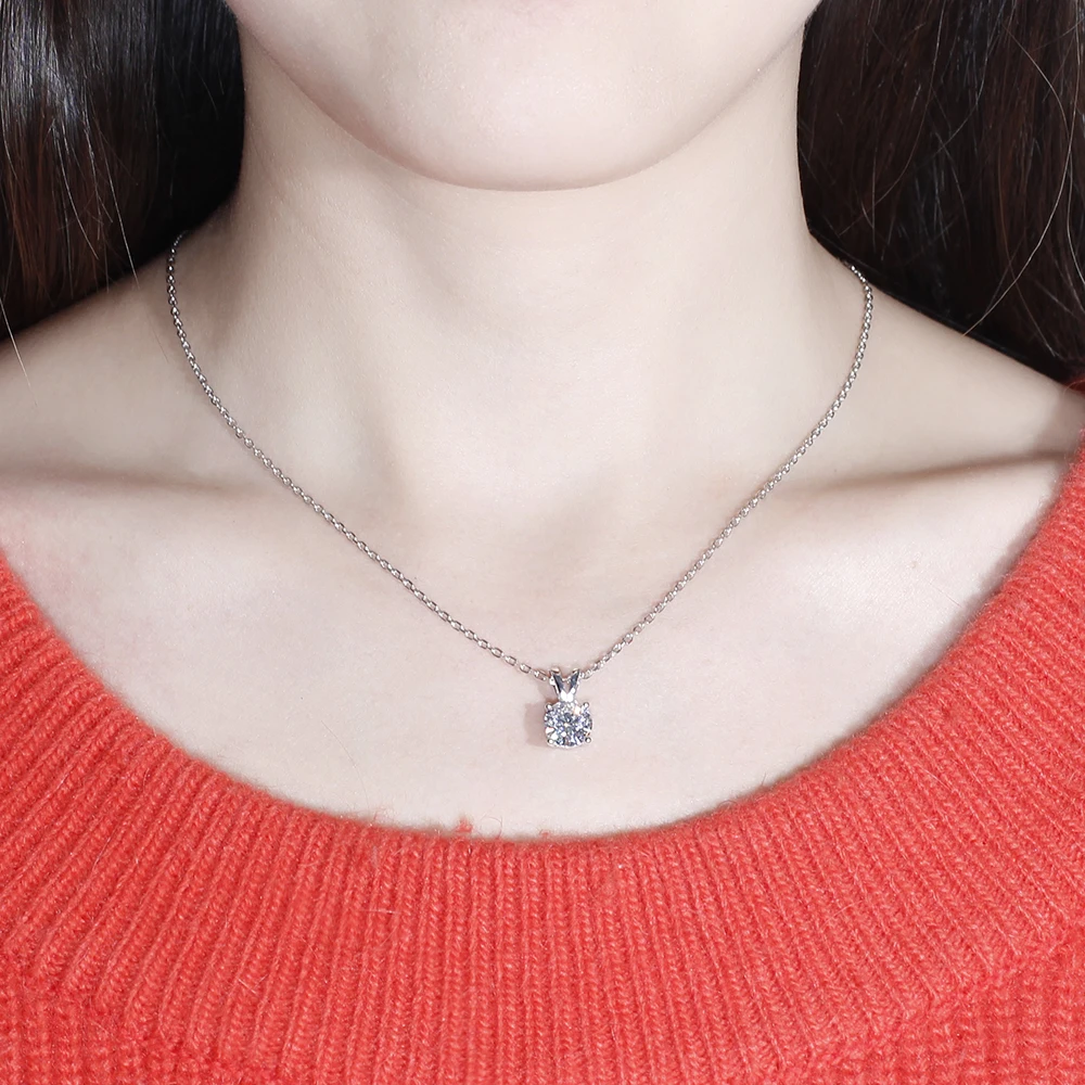 DovEggs 14K 585 Белое золото 1CTW 6 5 мм Сердце и стрелы цвет GH Moissanite ожерелье для женщин