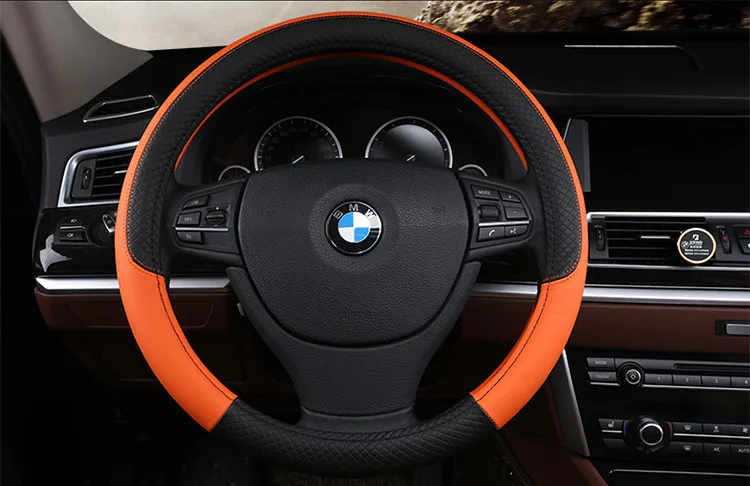 PU Leather Universal Car Steering-wheel Cover 38CM Car-styling Sport Auto Steering Wheel Covers Anti-Slip Automotive Accessories 25 14