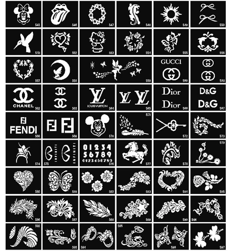 600 шт. разные блестящие трафареты для татуировок|glitter tattoo stencil|designer tattoostattoo design |
