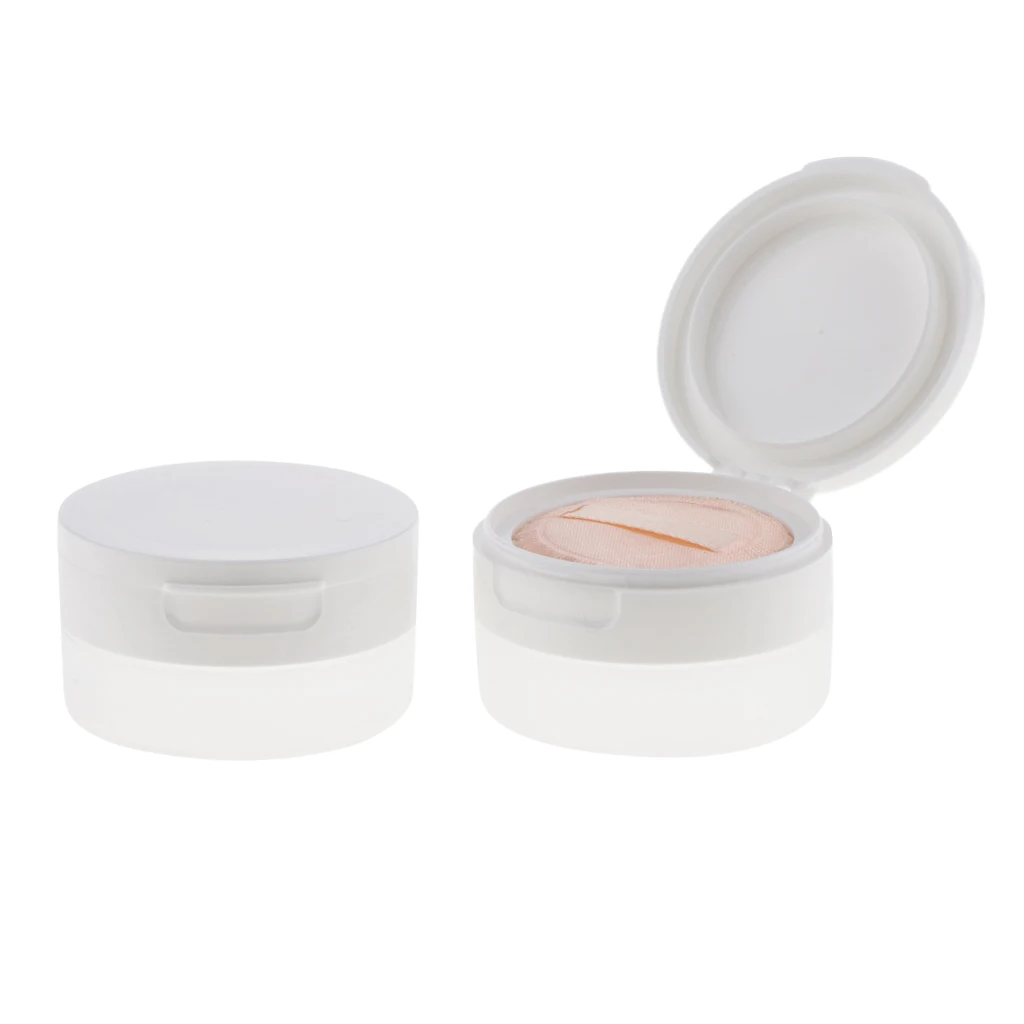 2Pcs Pro Empty Loose Powder Bottle ,Makeup Container Screw Lid Jar with Sifter & Puff For Adults/Baby