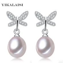 YIKALAISI 925 ювелирные изделия из стерлингового серебра жемчужные Ювелирные серьги для женщин Красивые алмазные серьги бабочки Свадебные